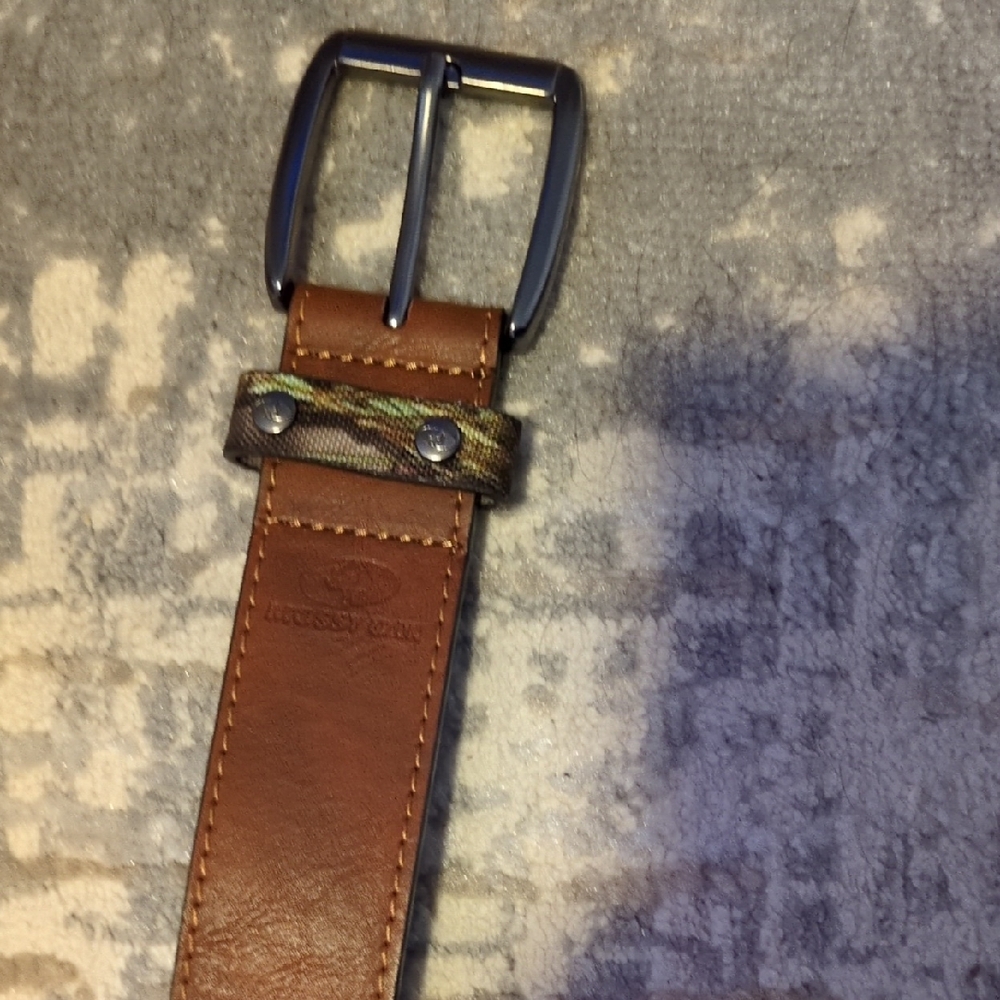 Brown Leather Belt with Camouflage Accent